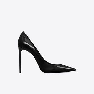Saint Laurent Zoe Black Patent Leather Pointed Toe Pumps / 4 inch heel / Size 6